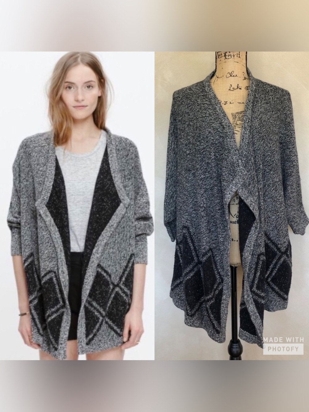 Madewell All Angles diamond pattern cardigan sweater